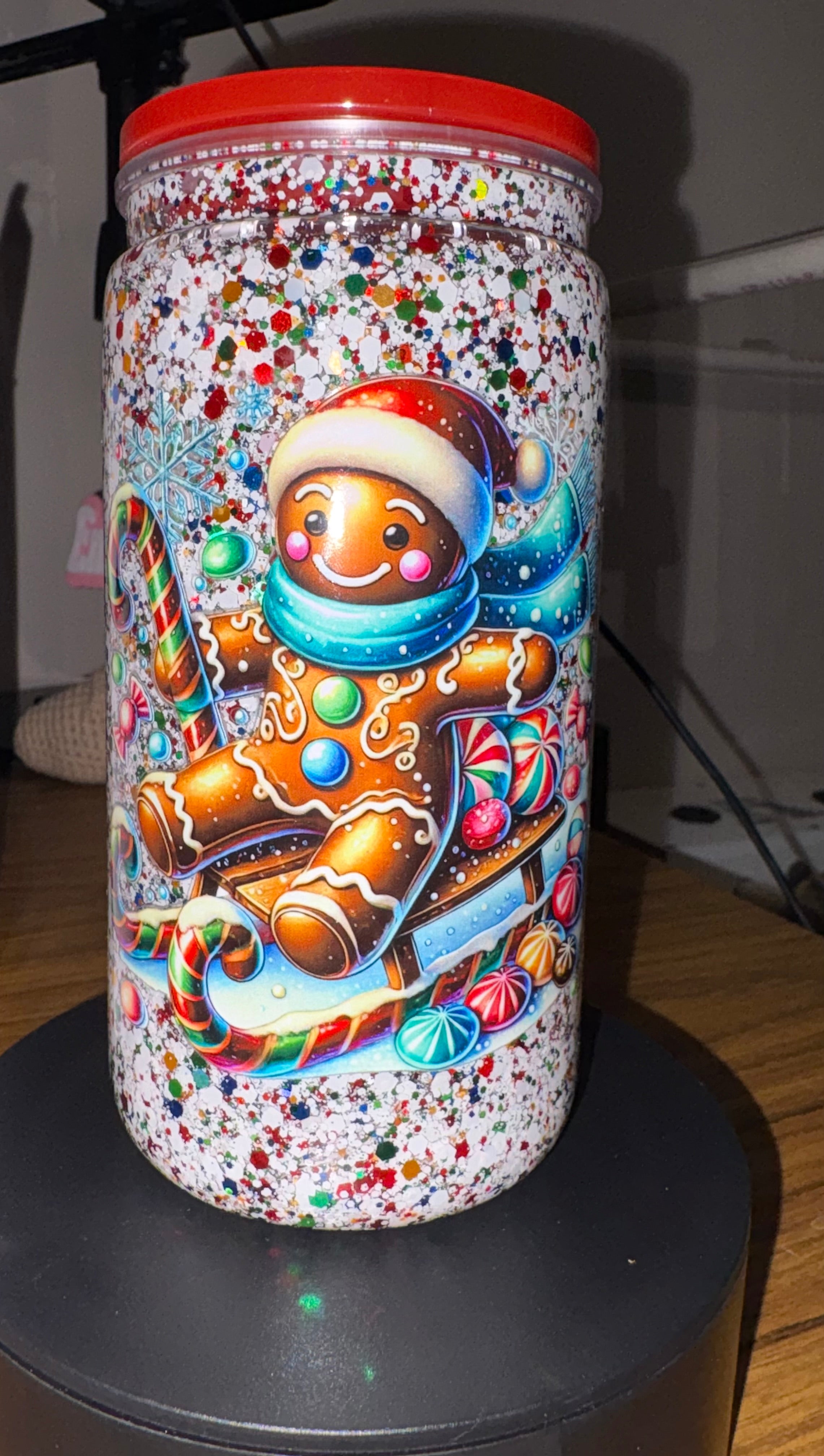 DISCOUNTED Gingerbread 16 oz Snow Globe Tumbler